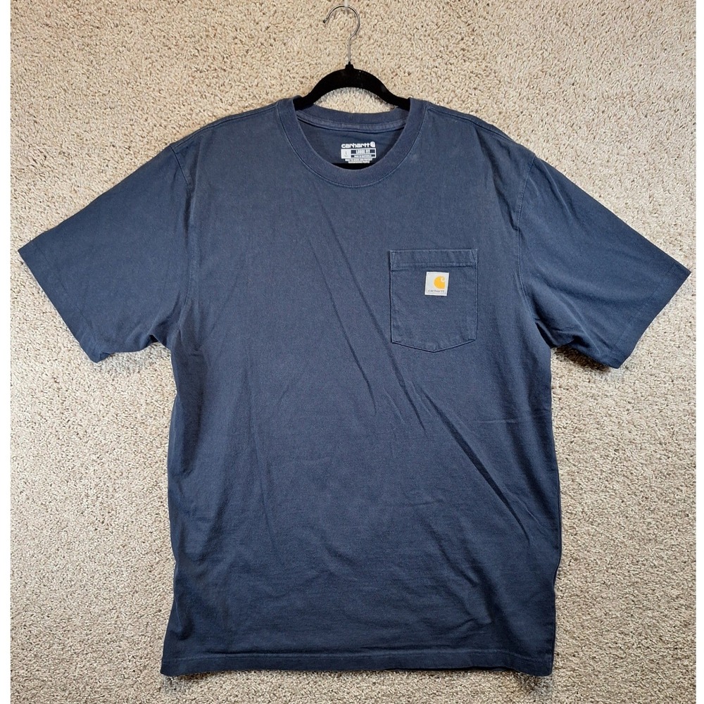 Carhartt T-Shirt Mens L Tall Navy Blue K87 Loose Fit Pocket Tee Workwear Casual